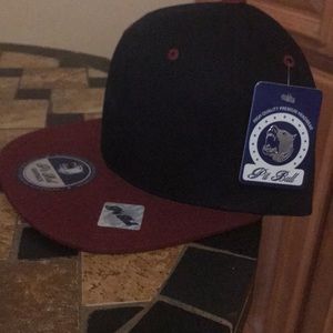 Burgundy and black men’s cap